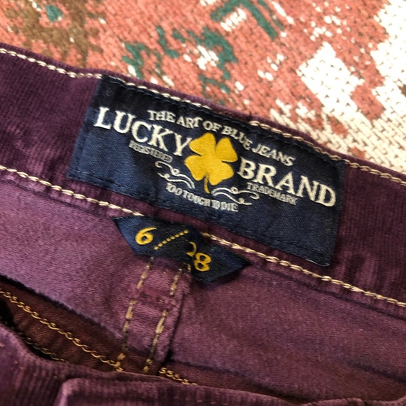 Lucky Brand Charlie Skinny Burgundy Corduroy Pants Size - Picture 5 of 7